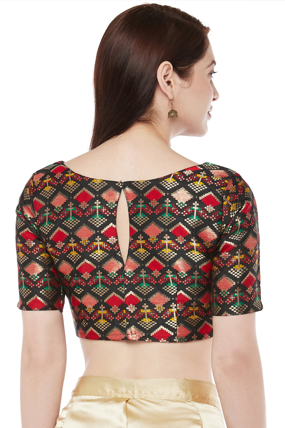 Women's Black Benares Brocade Polyester Blouse (Design 2327)