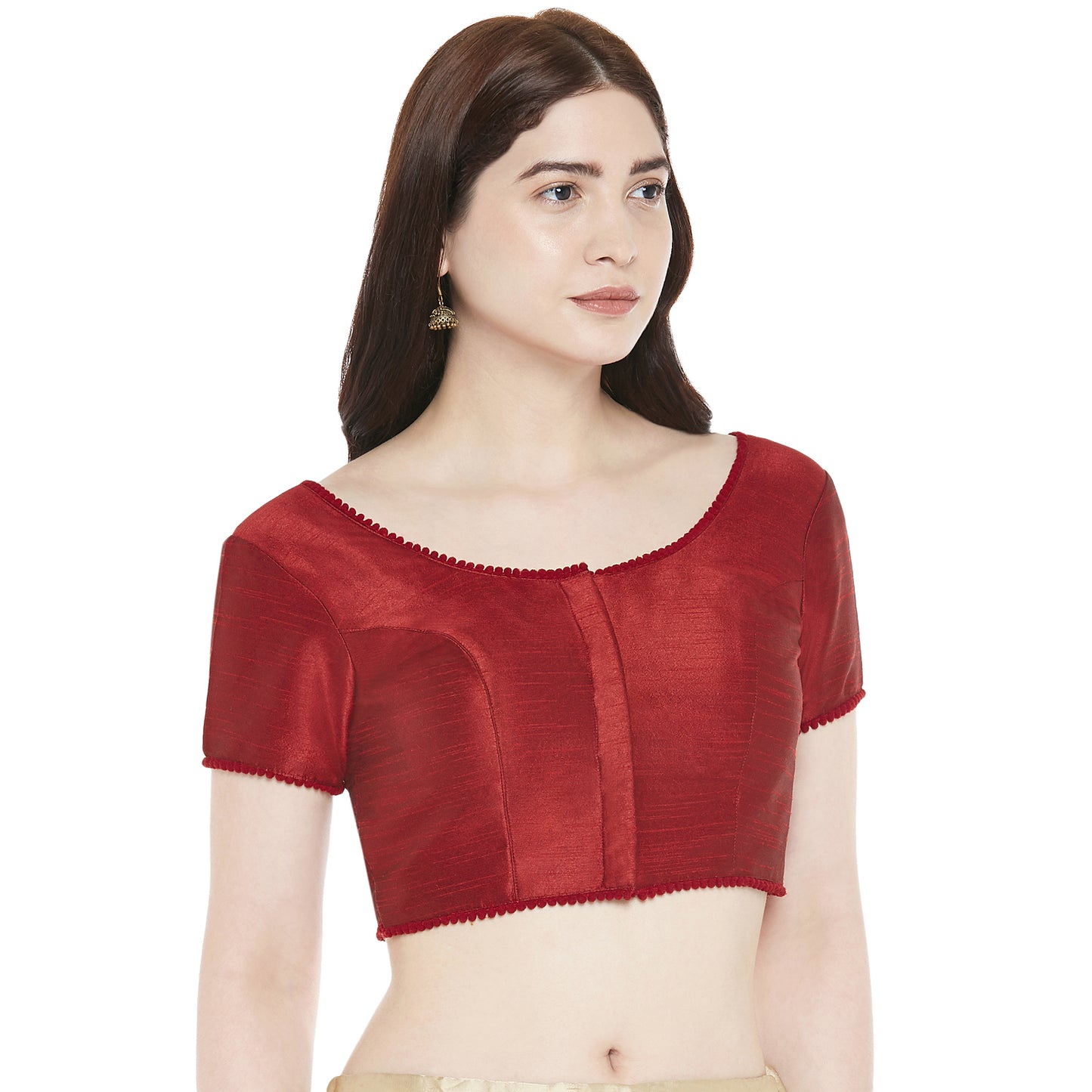 Women's Maroon Polyester Blouse (Design 2345)