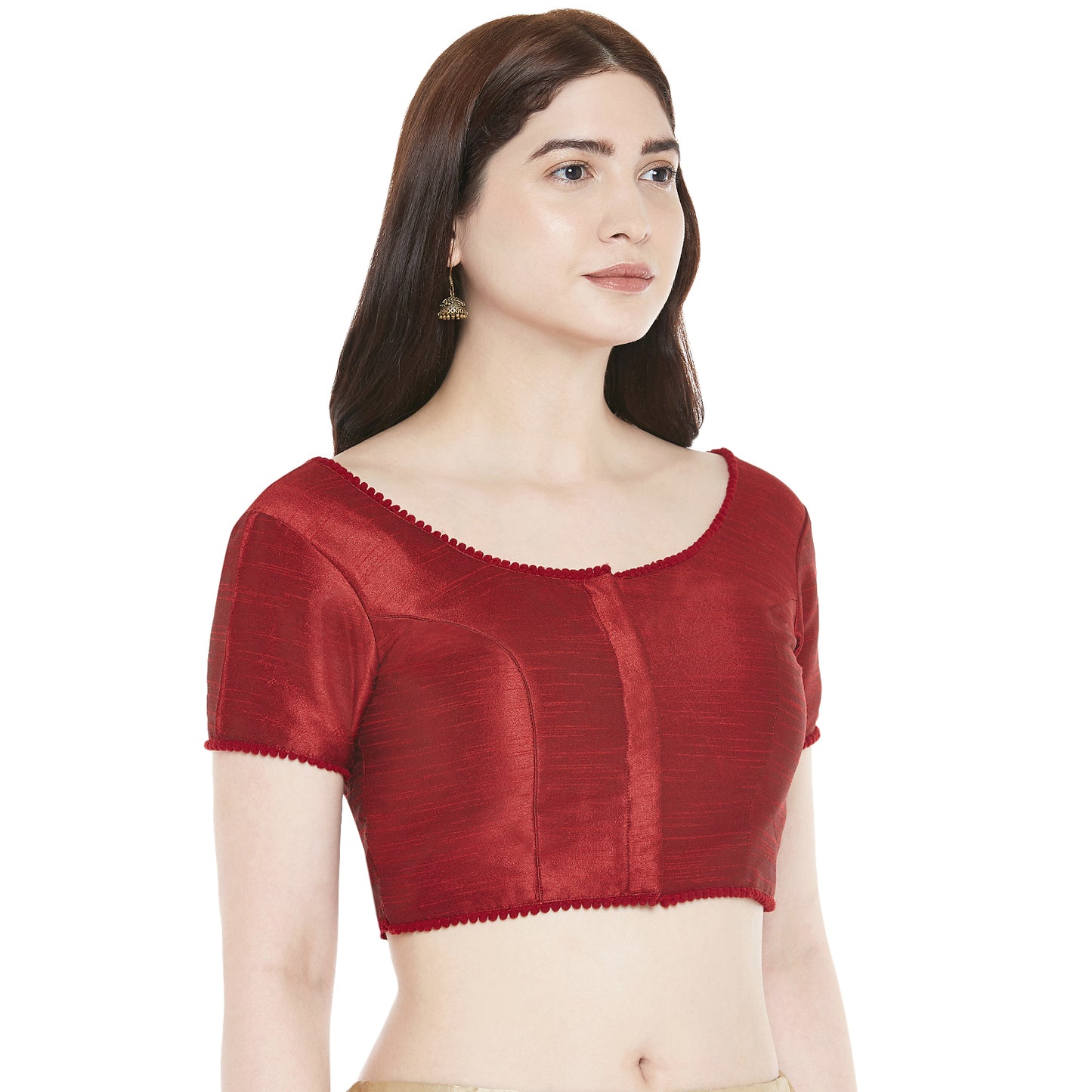 Women's Maroon Polyester Blouse (Design 2345)