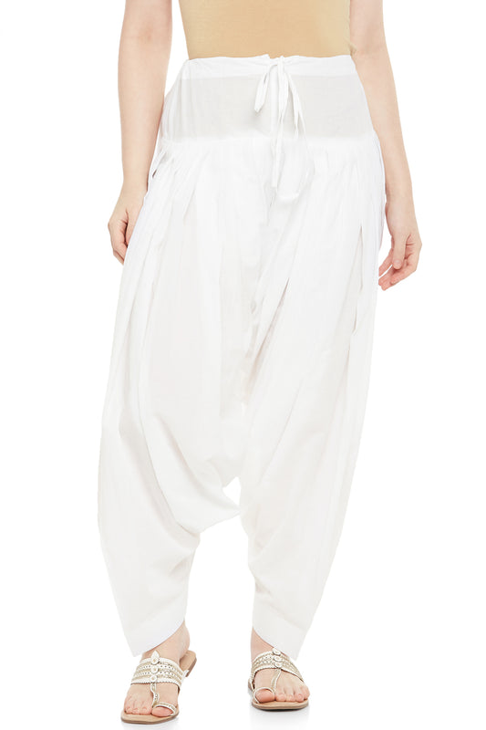 Women's White Cotton Patiala (Design 2350)