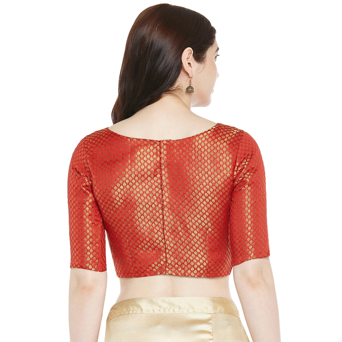 Women's Red Brocade Polyester Blouse (Design 2351)