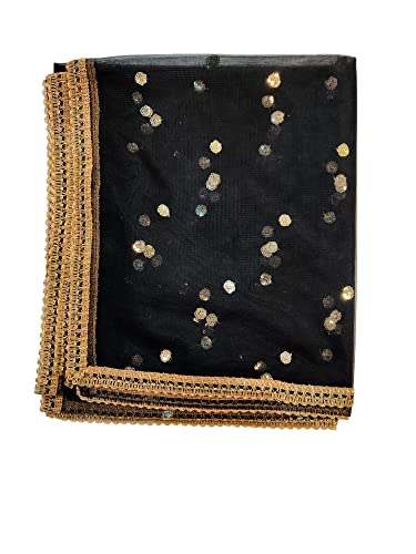 Women's Net Embroidered Full Size Dupatta (42" X 2.50 Meters) (2352 - Black)