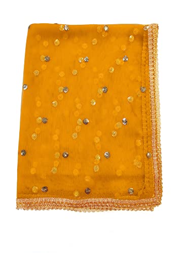 Women's Net Embroidered Full Size Dupatta (42" X 2.50 Meters) (2352 - Mustard)