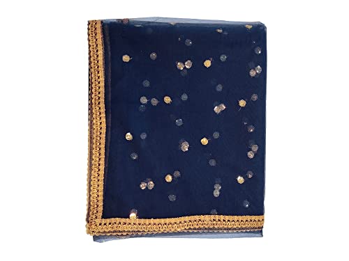 Women's Net Embroidered Full Size Dupatta (42" X 2.50 Meters) (2352 - Navy Blue)