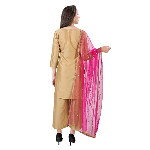 Women's Net Embroidered Full Size Dupatta (42" X 2.50 Meters) (2352 - Pink)