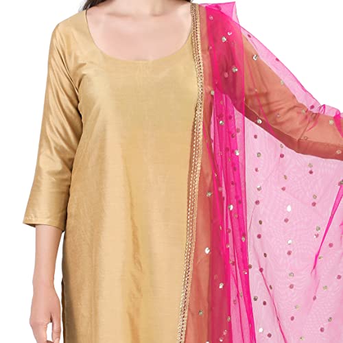 Women's Net Embroidered Full Size Dupatta (42" X 2.50 Meters) (2352 - Pink)