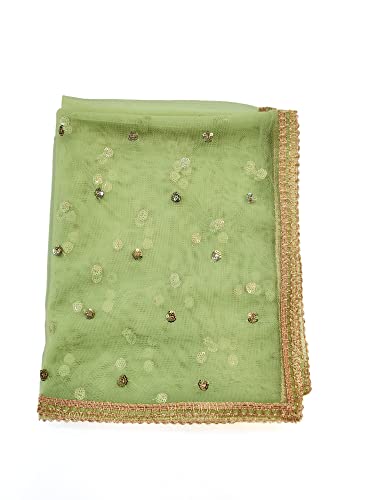 Women's Net Embroidered Full Size Dupatta (42" X 2.50 Meters) (2352 - Pista)