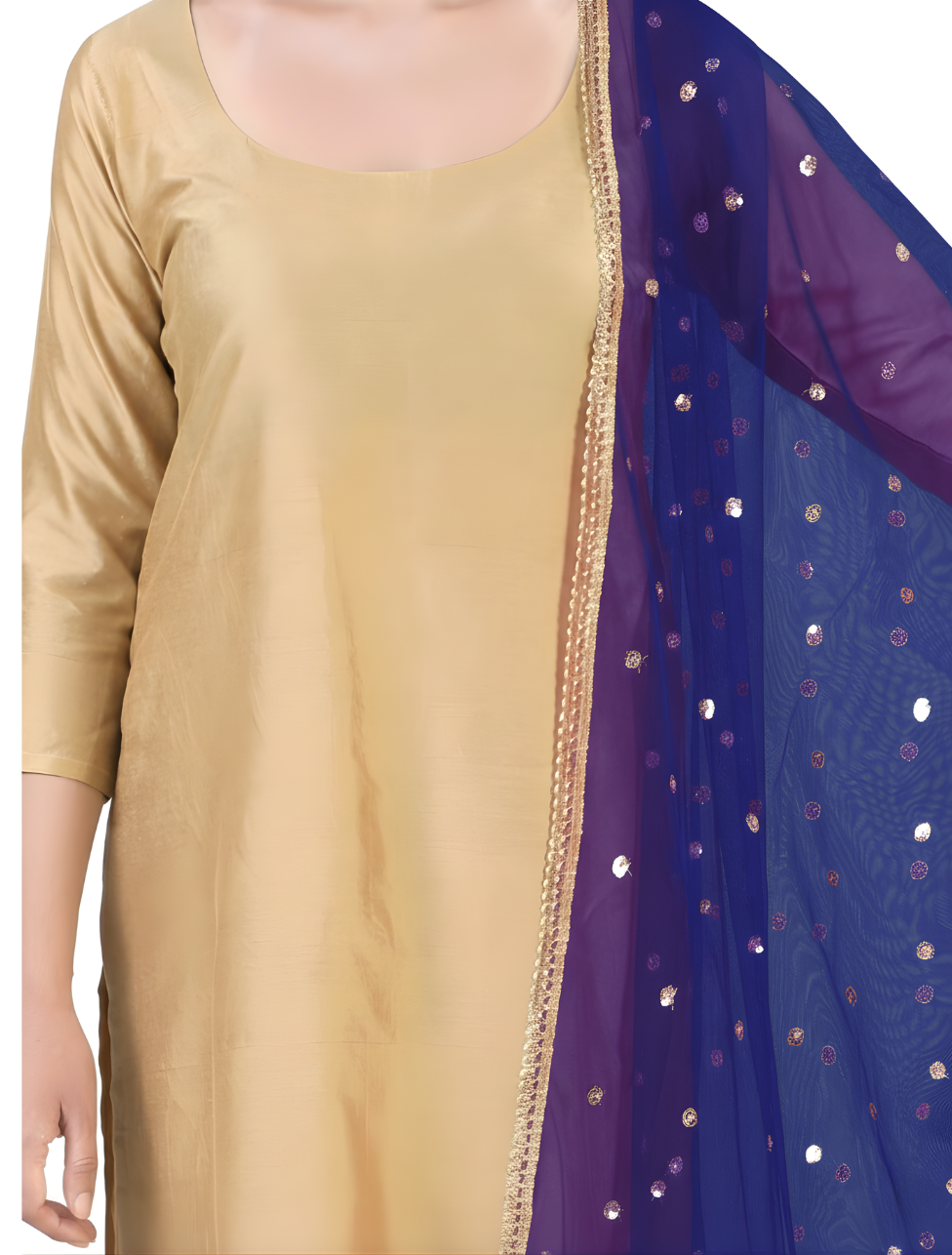 Women's Net Embroidered Full Size Dupatta (42" X 2.50 Meters) (2352 - Purple)