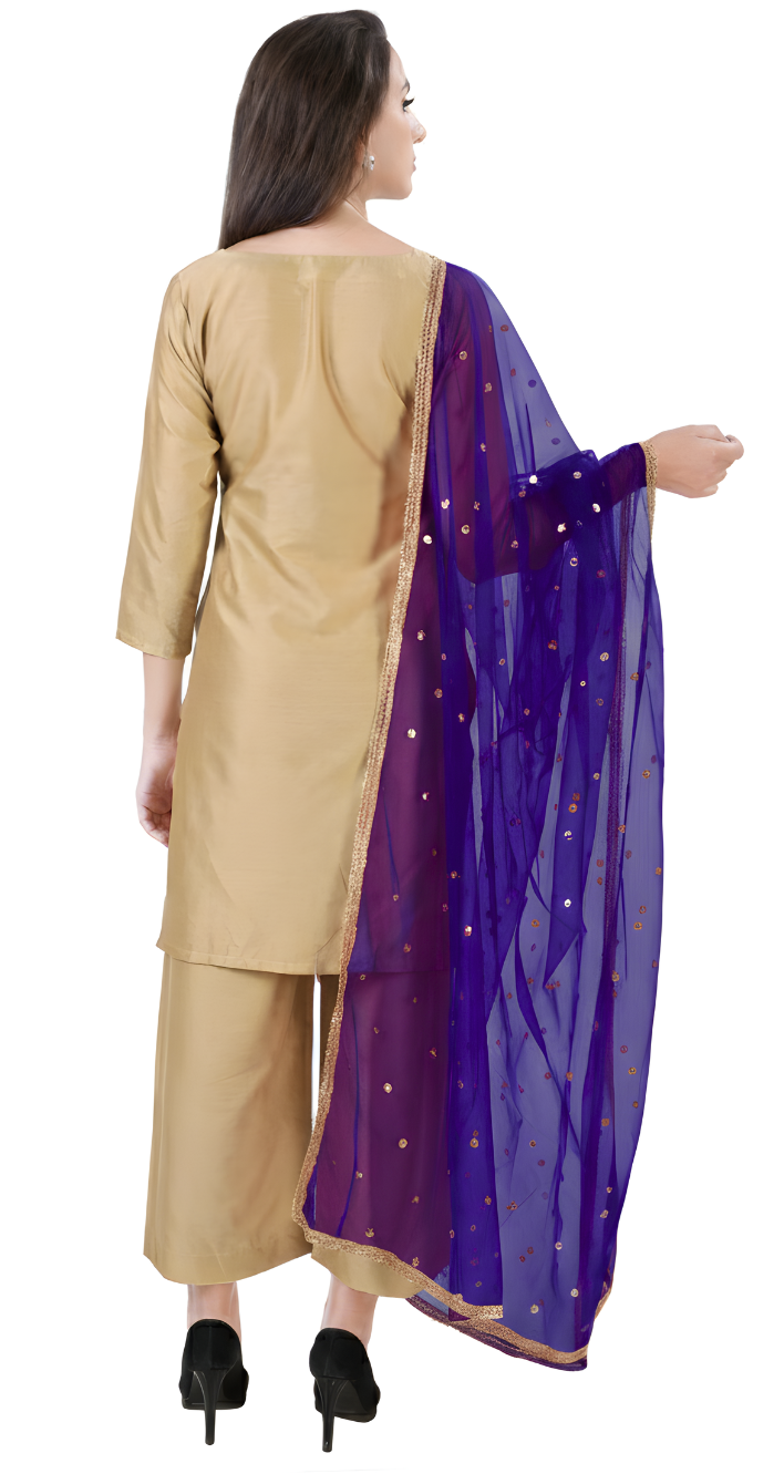 Women's Net Embroidered Full Size Dupatta (42" X 2.50 Meters) (2352 - Purple)