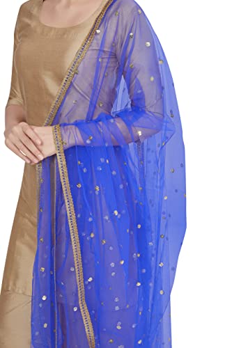 Women's Net Embroidered Full Size Dupatta (42" X 2.50 Meters) (2352 - Royal Blue)