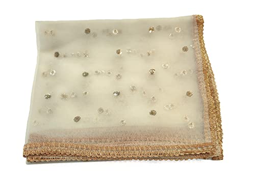 Women's Net Embroidered Full Size Dupatta (42" X 2.50 Meters) (2352 - White)