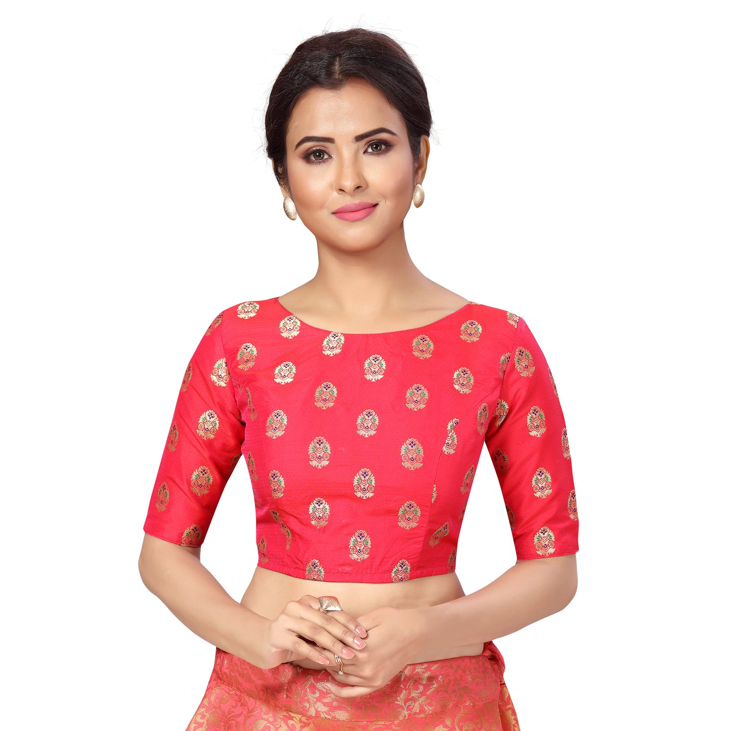 Women's Pink Benaras Brocade Polyester Blouse (Design 2359)