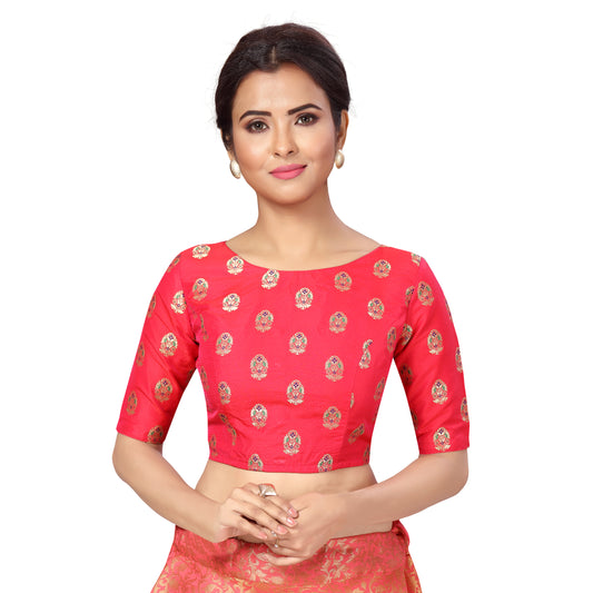 Women's Pink Benaras Brocade Polyester Blouse (Design 2359)