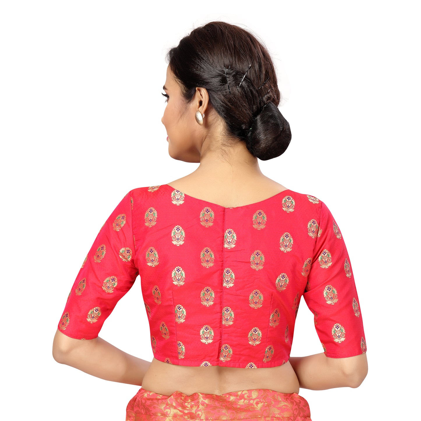 Women's Pink Benaras Brocade Polyester Blouse (Design 2359)