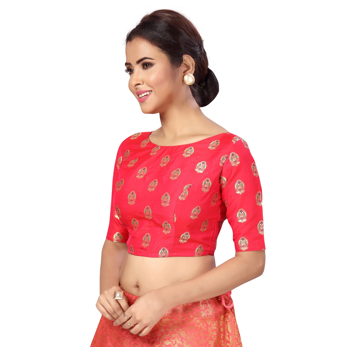 Women's Pink Benaras Brocade Polyester Blouse (Design 2359)