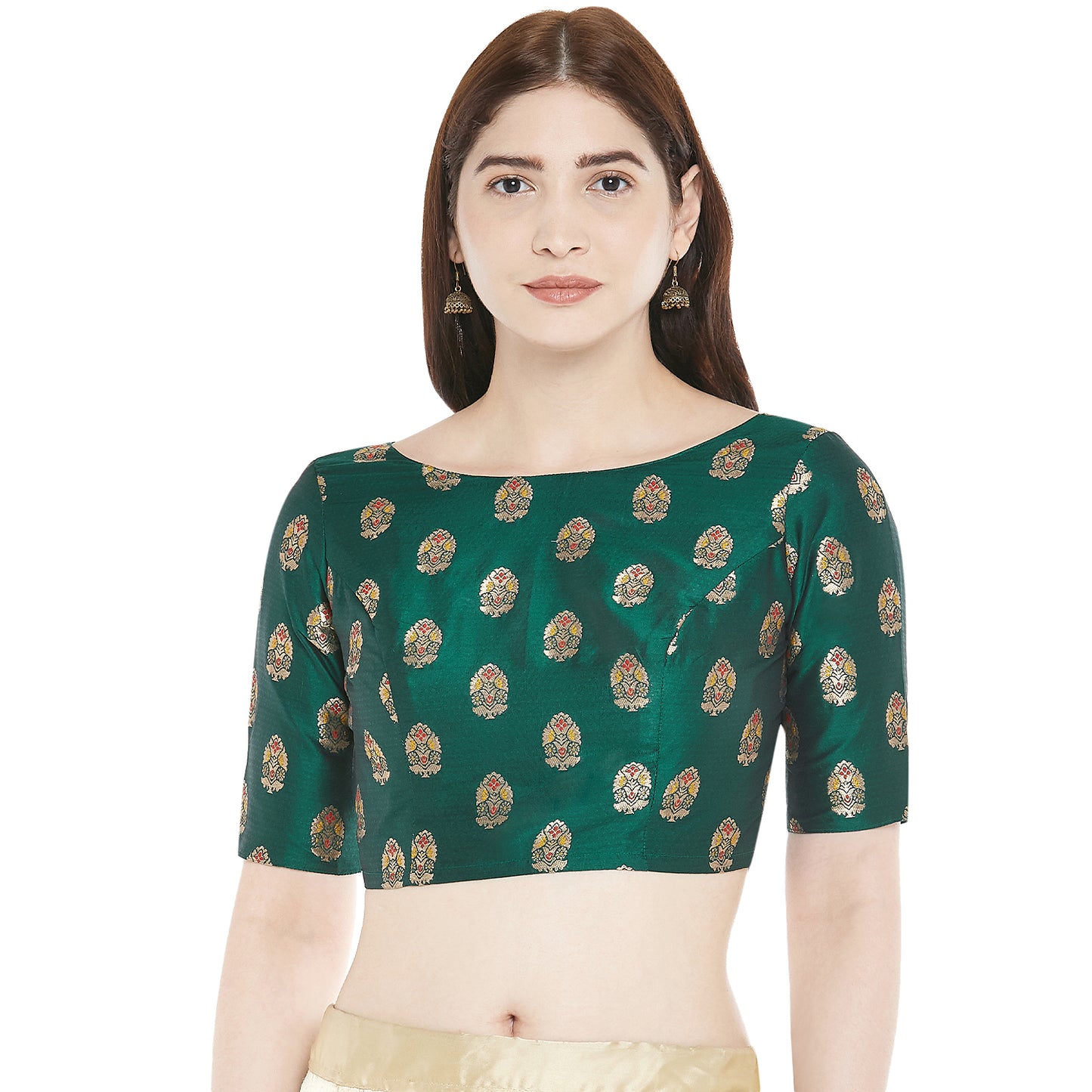 Women's Green Benaras Brocade Polyester Blouse (Design 2359)