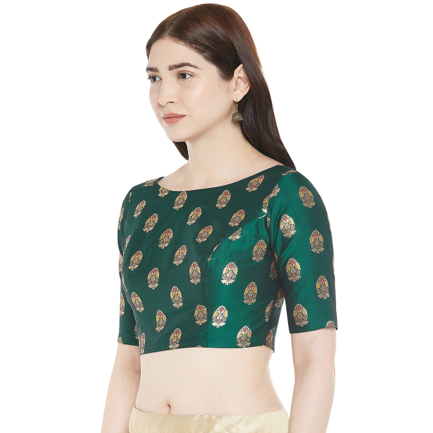 Women's Green Benaras Brocade Polyester Blouse (Design 2359)