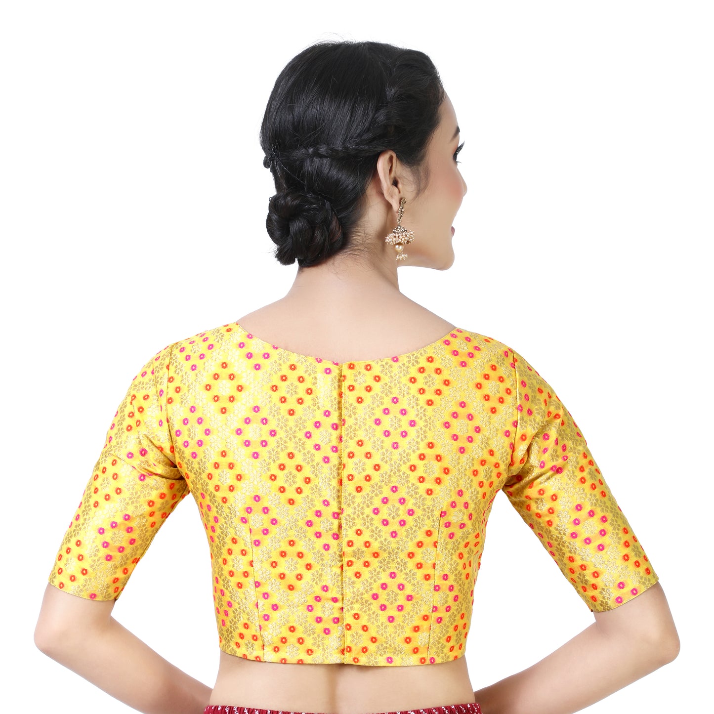 Women's Yellow Brocade Polyester Blouse (Design 2367)