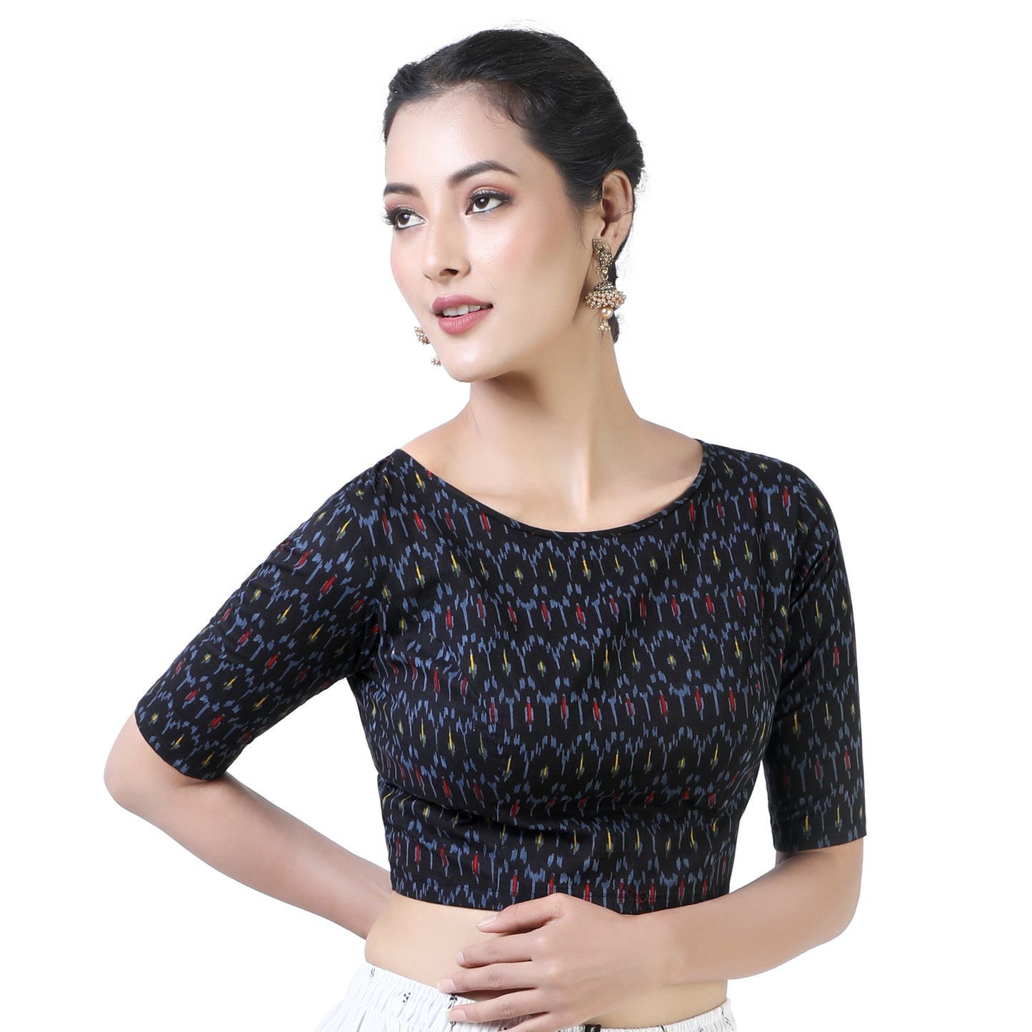 Women's Black Cotton Blouse (Design 2371)