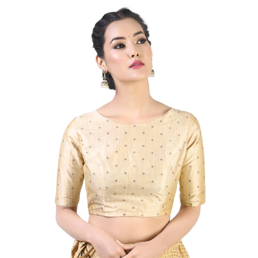 Women's Gold Brocade Polyester Blouse (Design 2384)