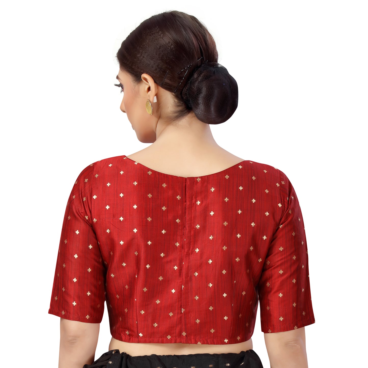 Women's Maroon Brocade Polyester Blouse (Design 2384)