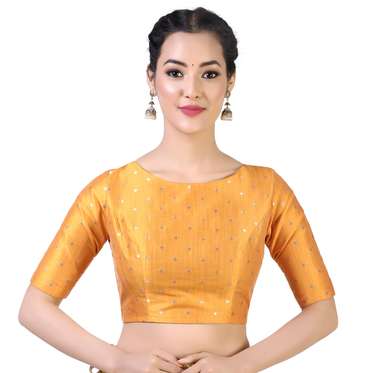 Women's Orange Brocade Polyester Blouse (Design 2384)