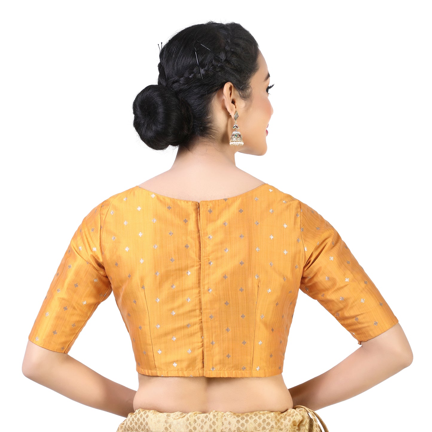 Women's Orange Brocade Polyester Blouse (Design 2384)