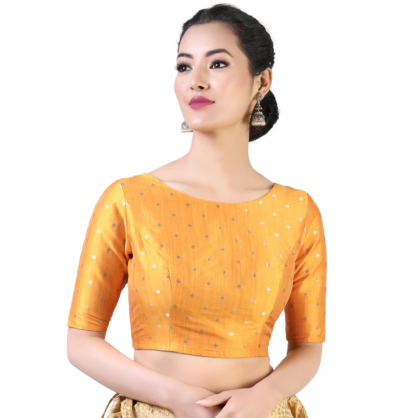 Women's Orange Brocade Polyester Blouse (Design 2384)