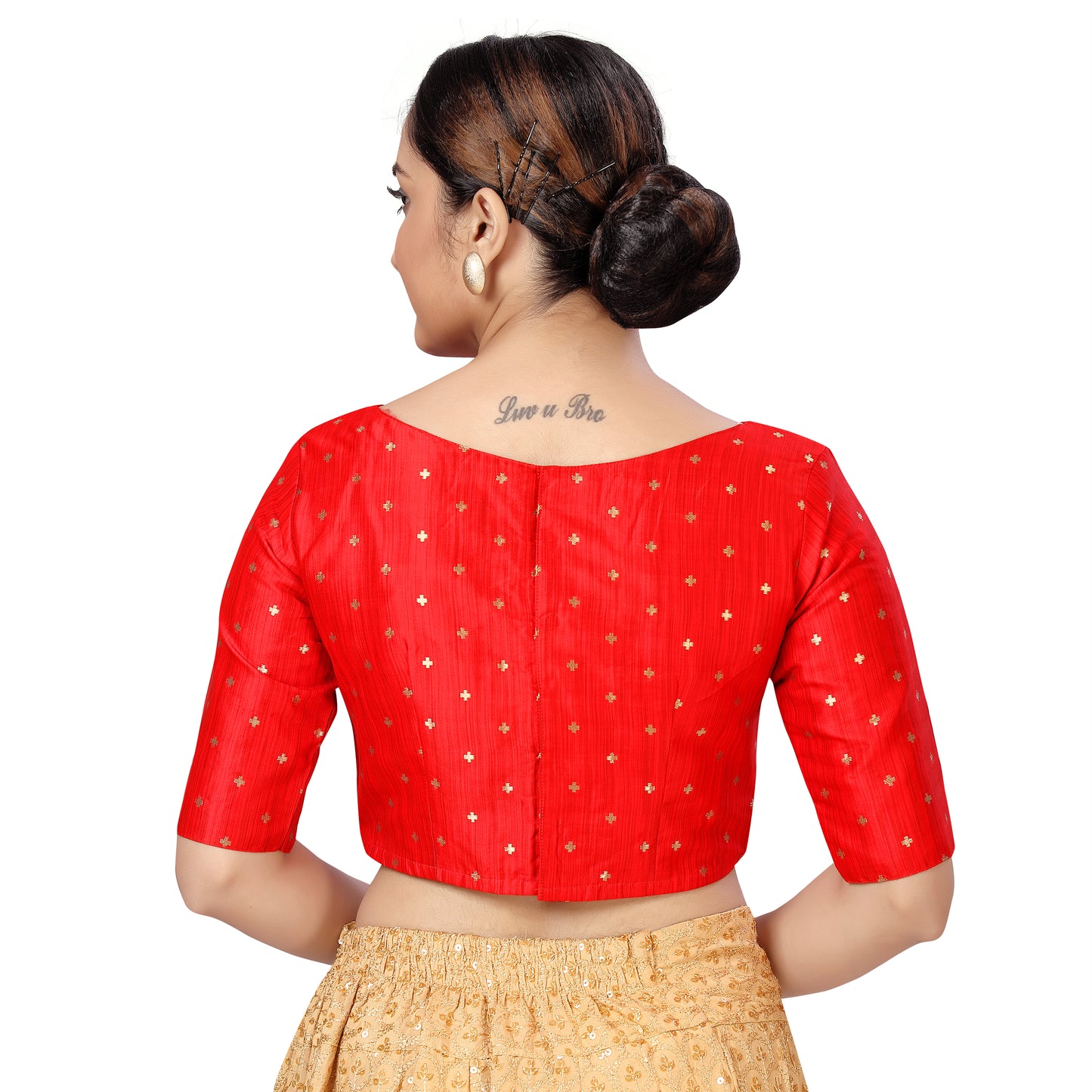 Women's Red Brocade Polyester Blouse (Design 2384)