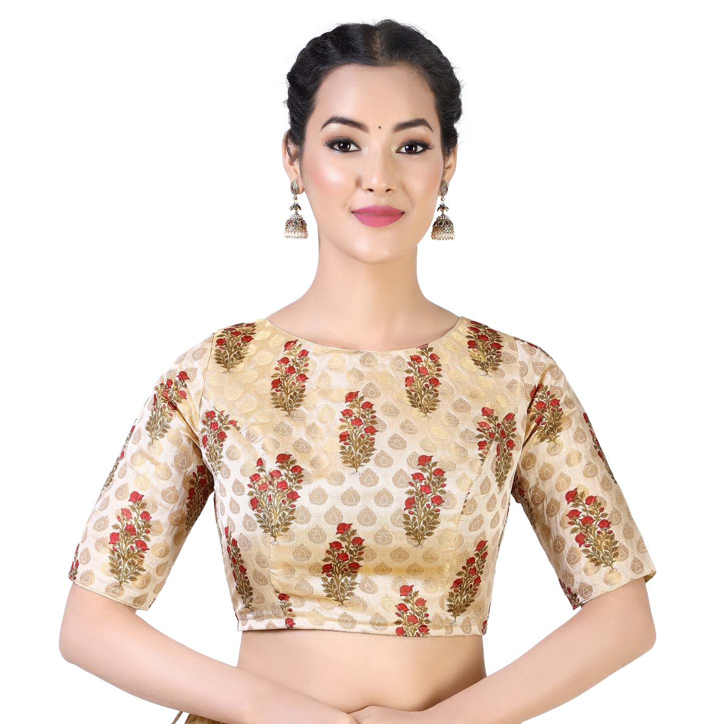 Women's Gold Georgette Chikankari Blouse (Design 2387)