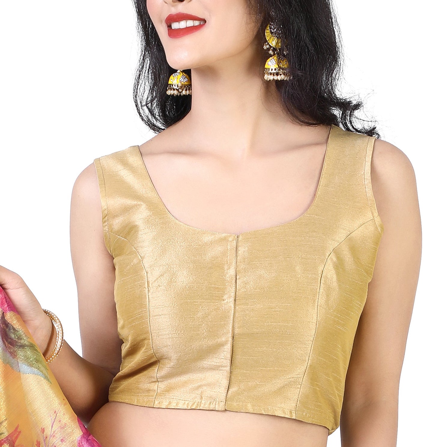 Women's Gold Silk Polyester Blouse (Design 2388)