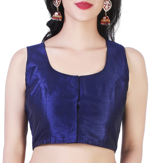 Women's Navy Blue Silk Polyester Blouse (Design 2388)