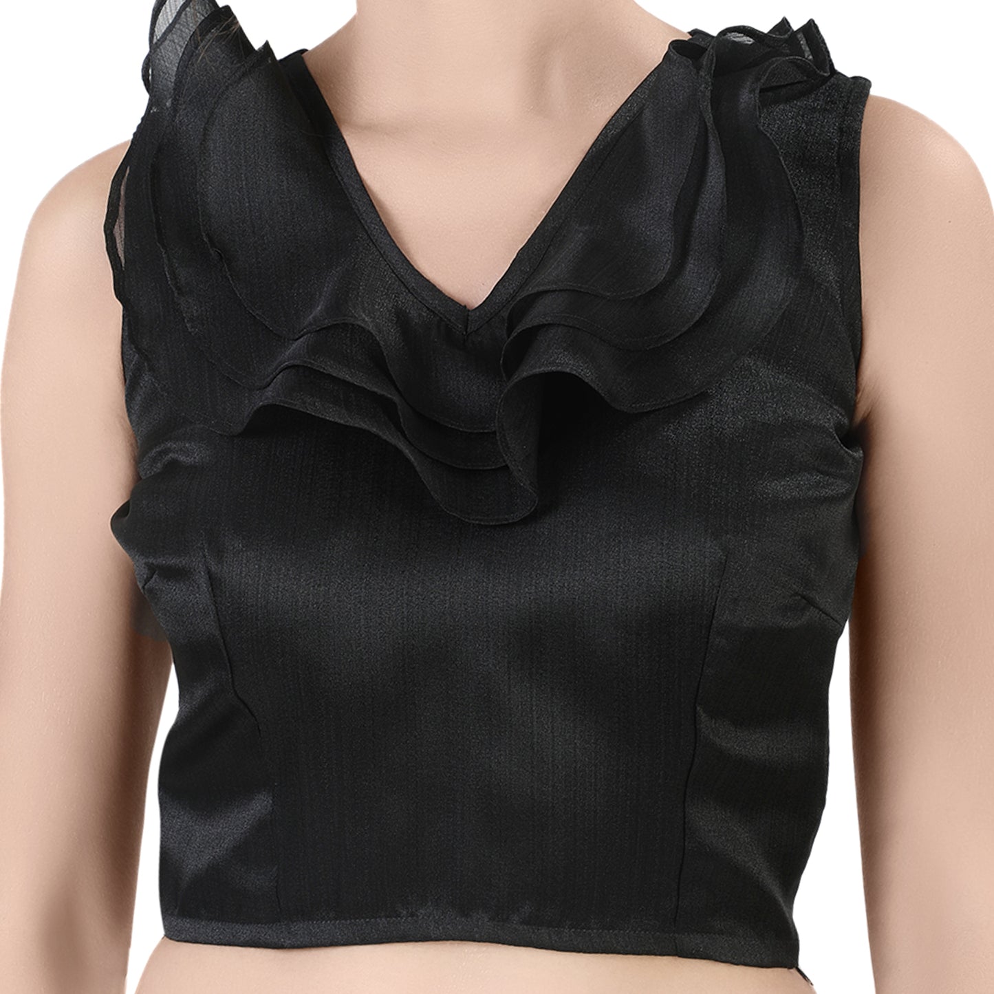 Women's Black Organza Cotton Blouse (Design 2403)