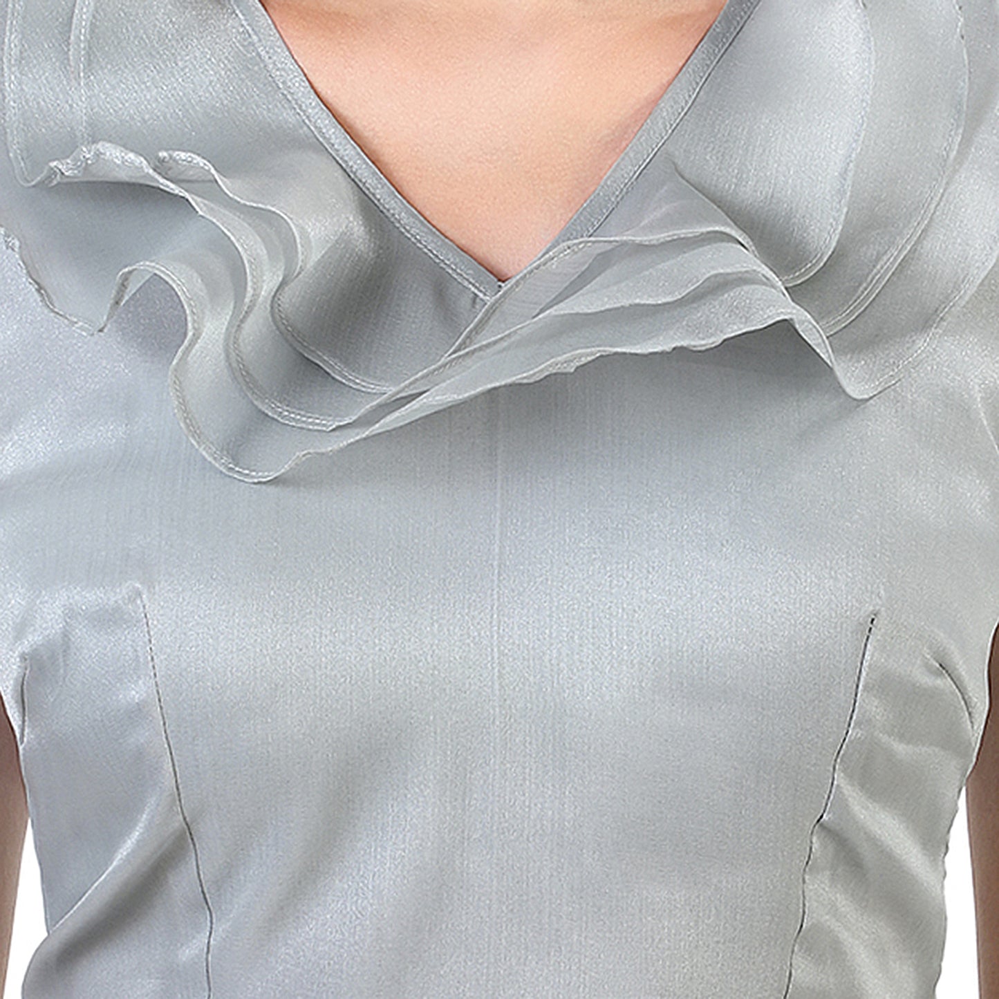 Women's Grey Organza Cotton Blouse (Design 2403)