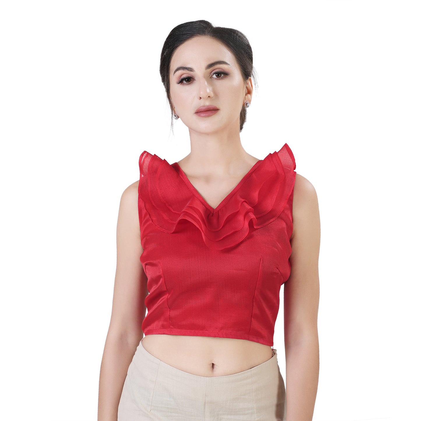 Women's Red Organza Cotton Blouse (Design 2403)