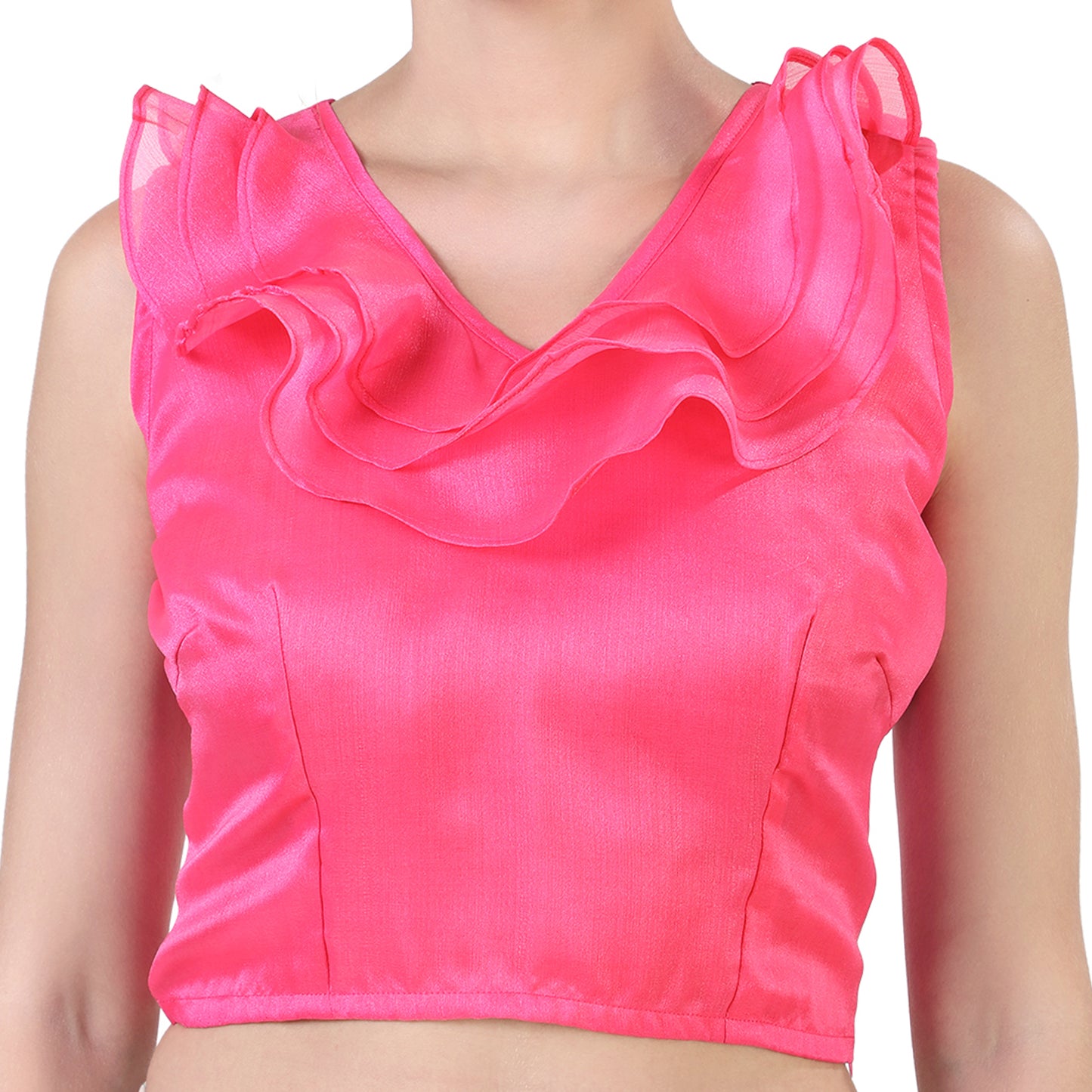 Women's Pink Organza Cotton Blouse (Design 2403)