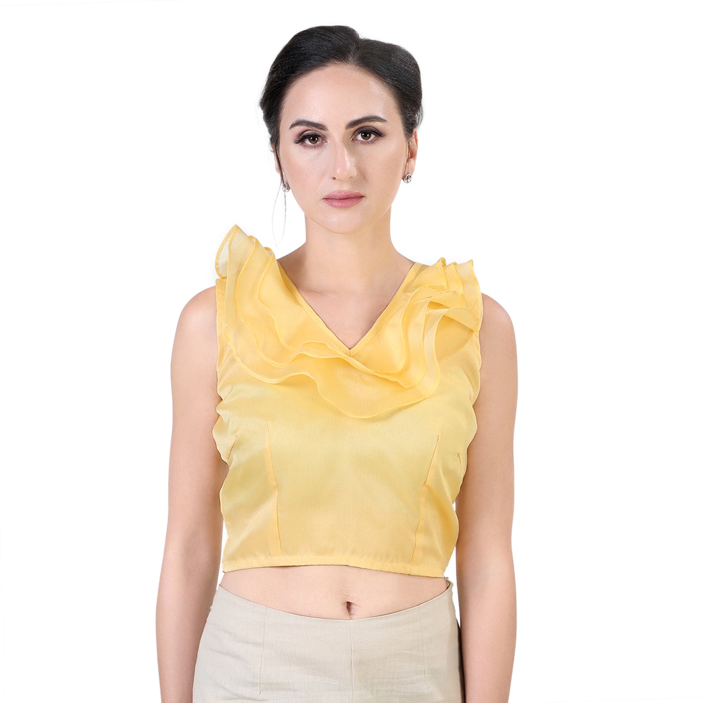 Women's Yellow Organza Cotton Blouse (Design 2403)