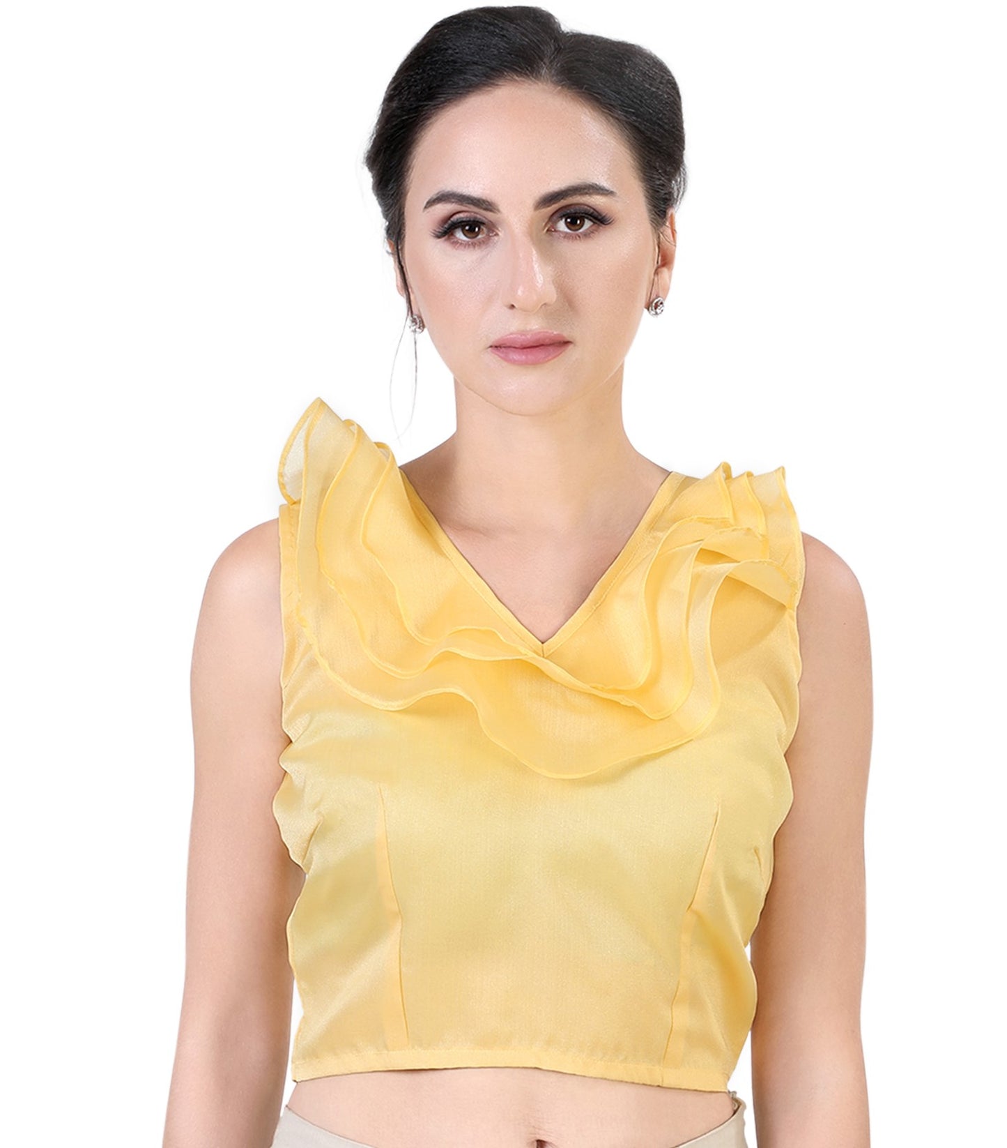 Women's Yellow Organza Cotton Blouse (Design 2403)