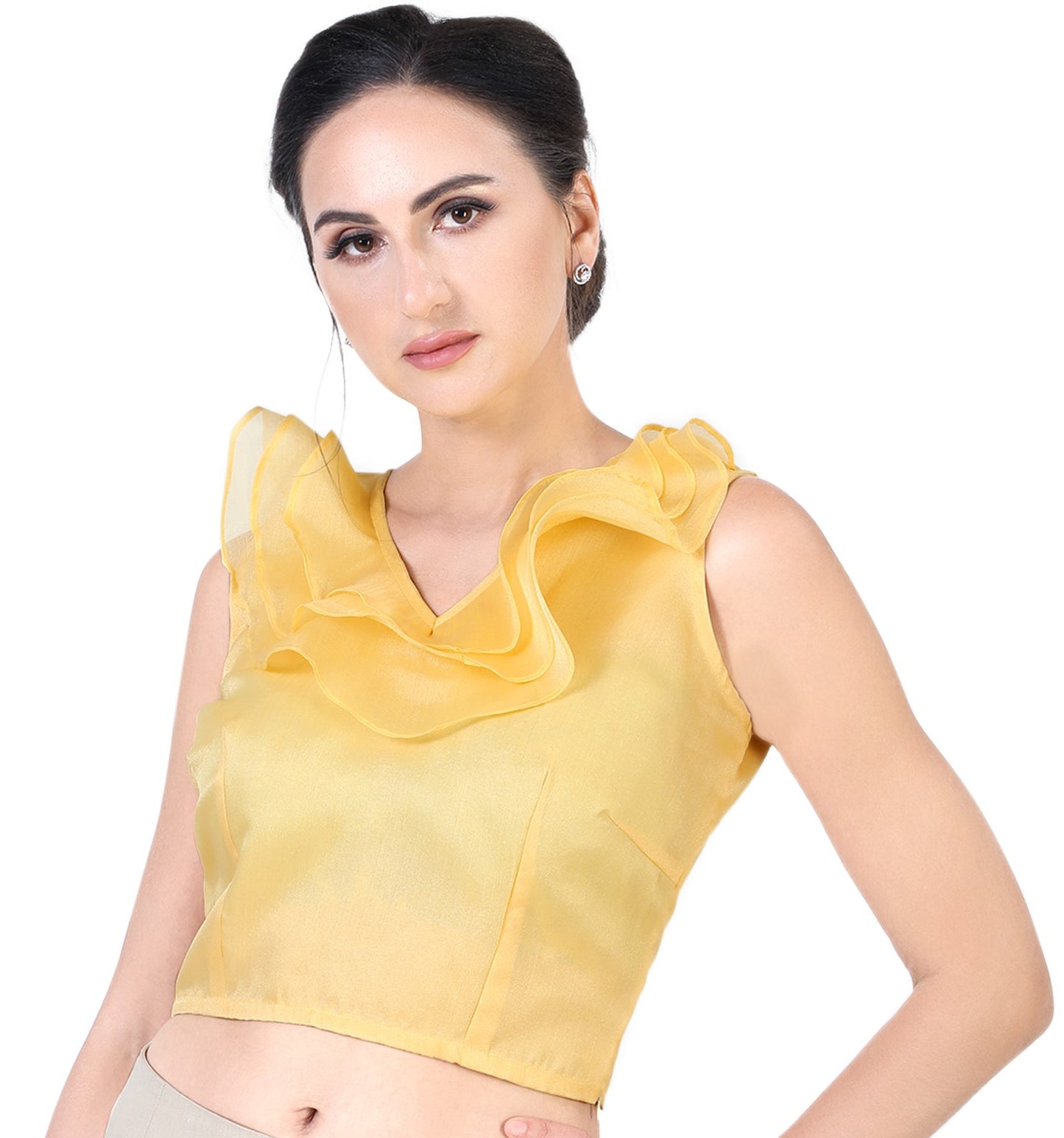 Women's Yellow Organza Cotton Blouse (Design 2403)