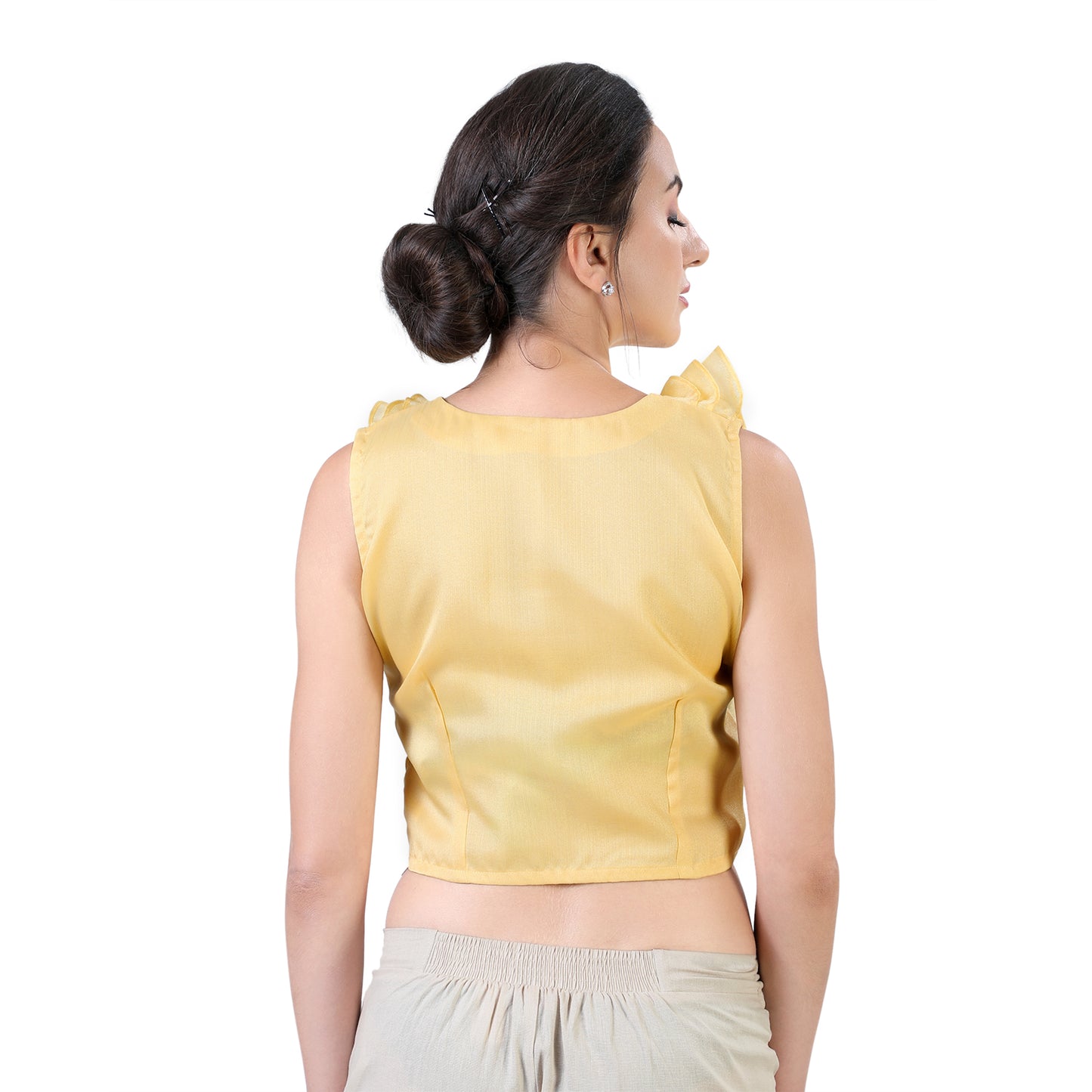 Women's Yellow Organza Cotton Blouse (Design 2403)