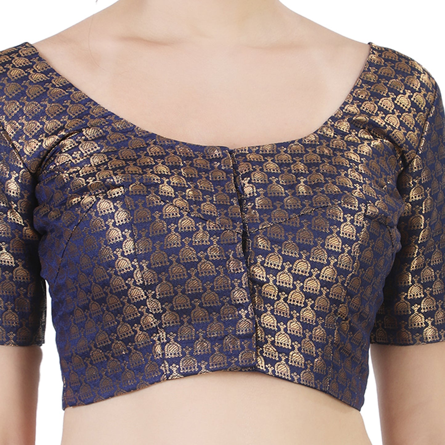 Women's Navy Blue Benaras Brocade Polyester Blouse (Design 2404)