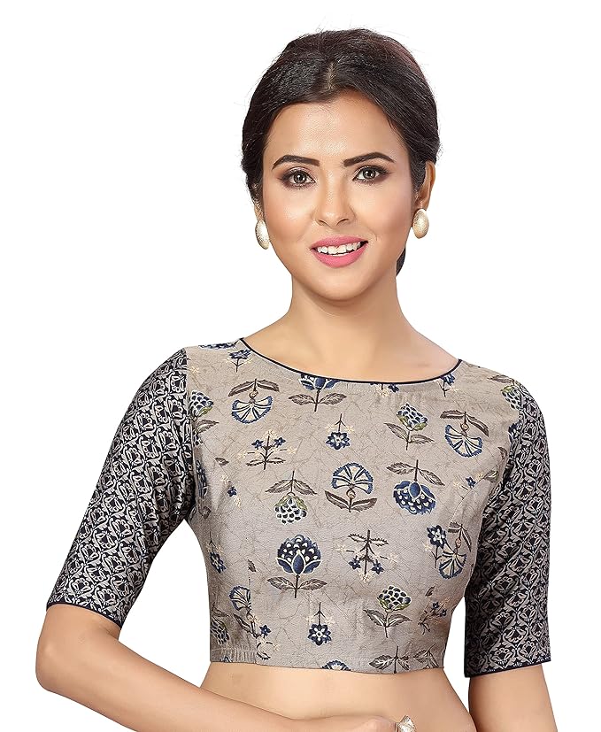 Women's Navy Blue Benaras Brocade Viscose Blouse (Design 2406)