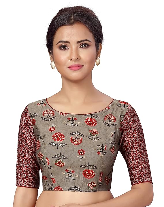 Women's Maroon Benaras Brocade Viscose Blouse (Design 2406)