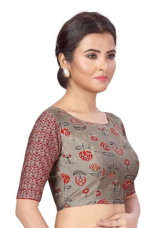 Women's Maroon Benaras Brocade Viscose Blouse (Design 2406)