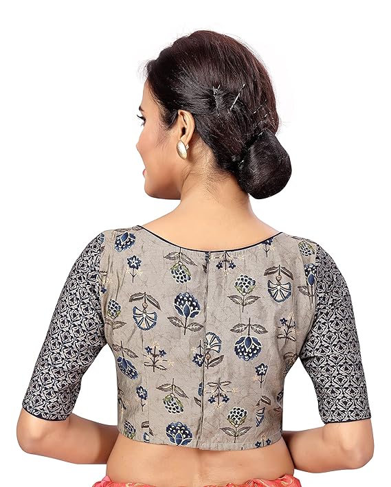 Women's Navy Blue Benaras Brocade Viscose Blouse (Design 2406)