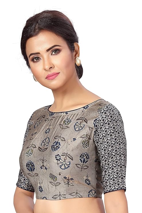 Women's Navy Blue Benaras Brocade Viscose Blouse (Design 2406)