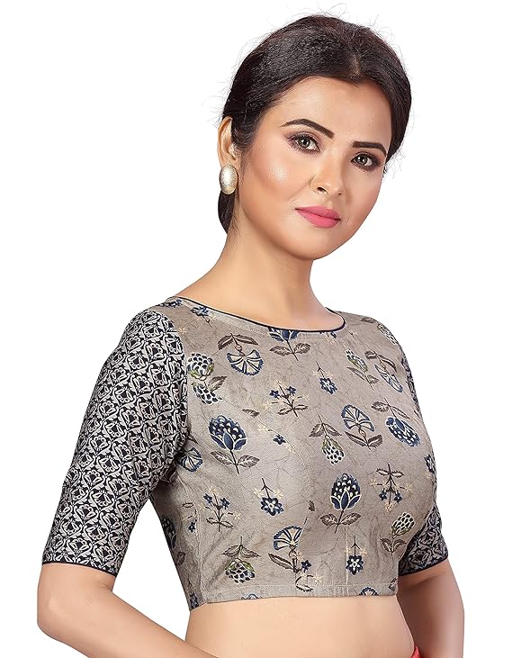 Women's Navy Blue Benaras Brocade Viscose Blouse (Design 2406)