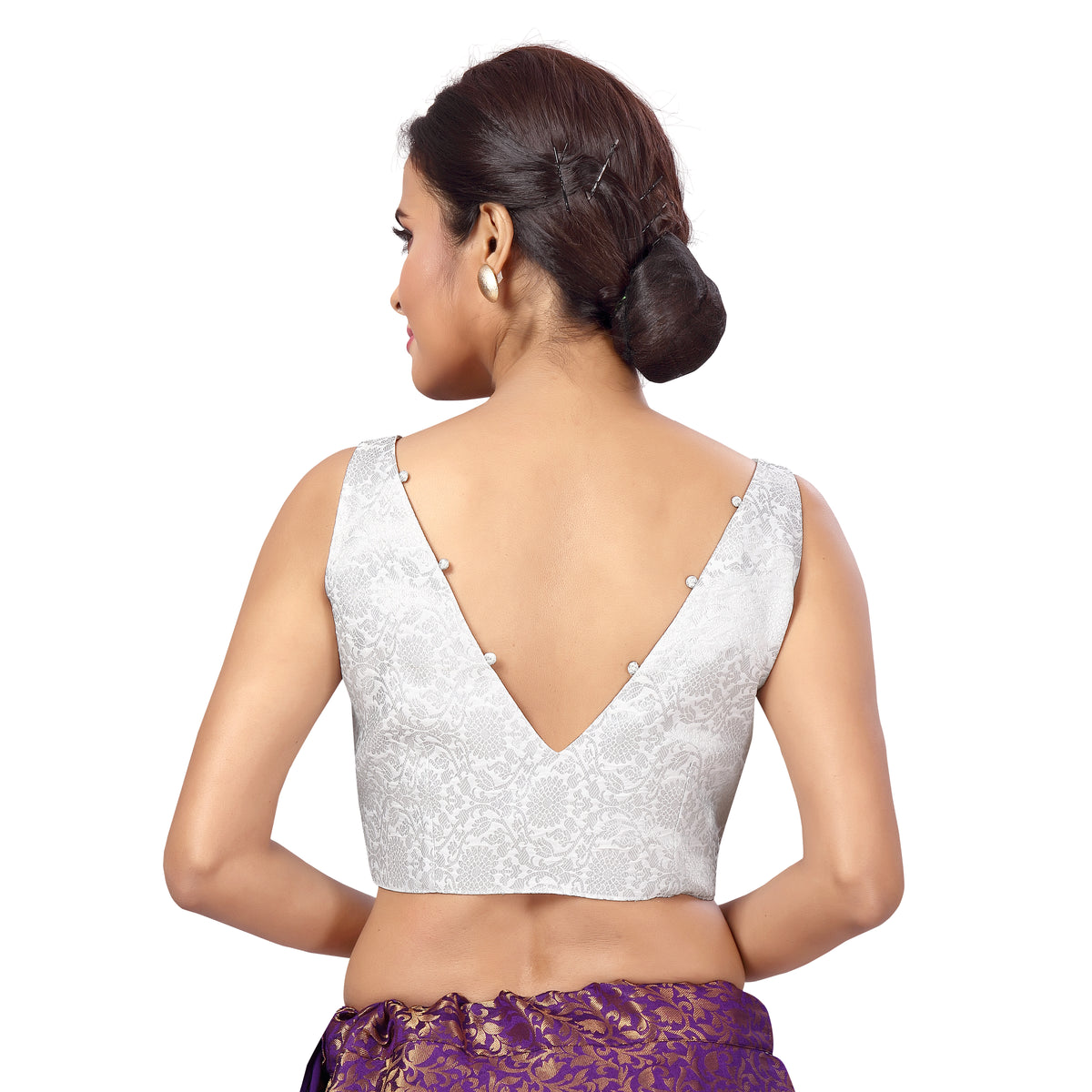 Women's Silver Brocade Cotton Blouse (Design 2408)