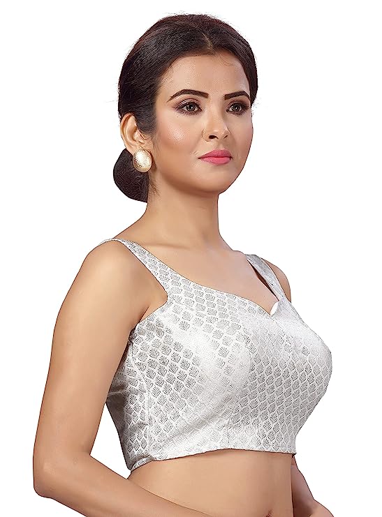 Women's Silver Brocade Cotton Blouse (Design 2408)