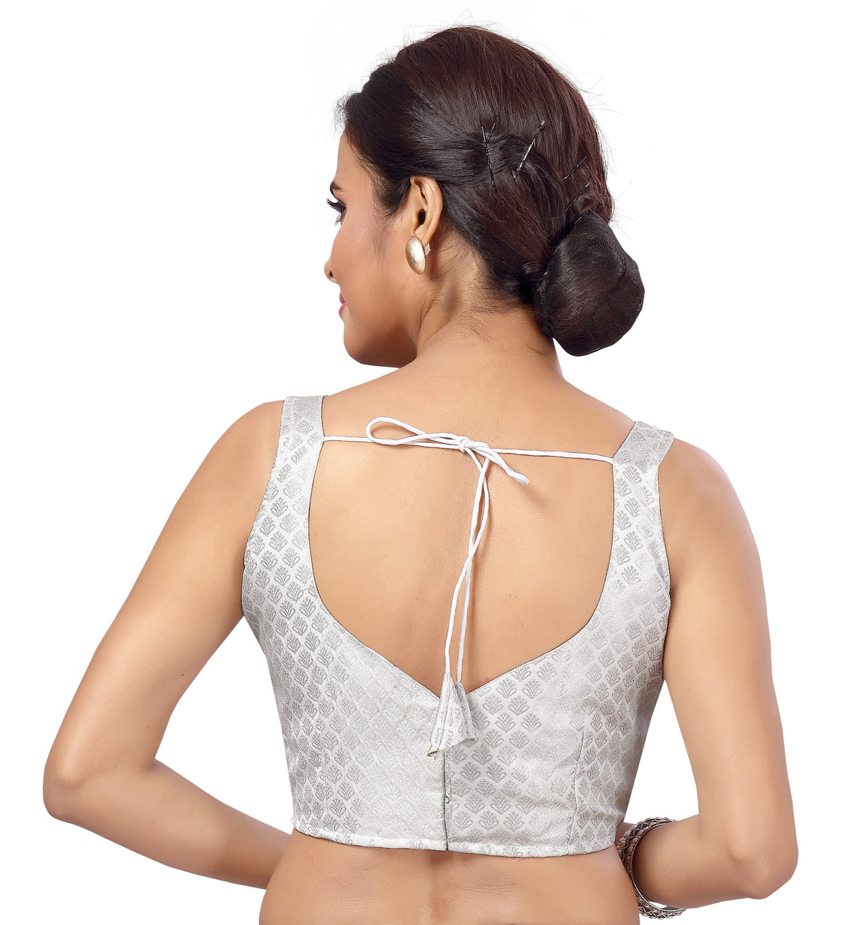 Women's Silver Brocade Cotton Blouse (Design 2408)